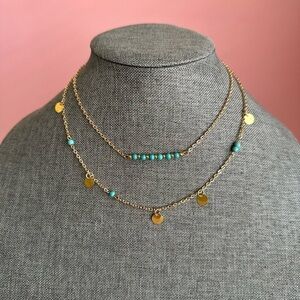 Layered Coin Faux Gold Necklace